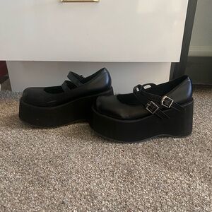 Black Platform Mary Jane Shoes